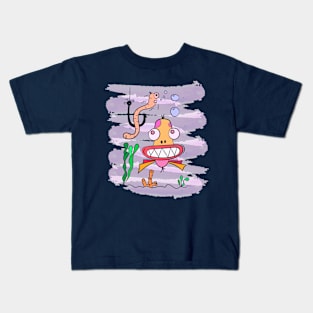 the worm vs fish Kids T-Shirt